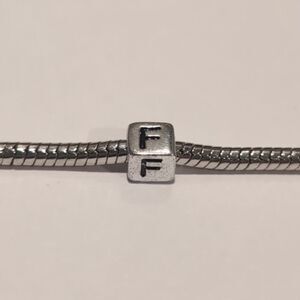 Silver F Spacer‎ Charm for Pandora Style Bracelet